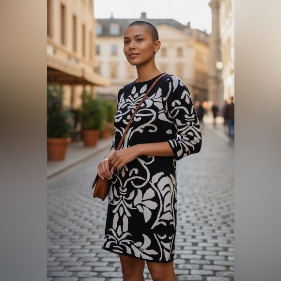 Derek Heart Black and White Long Sleeve Dress - Picture 3 of 12